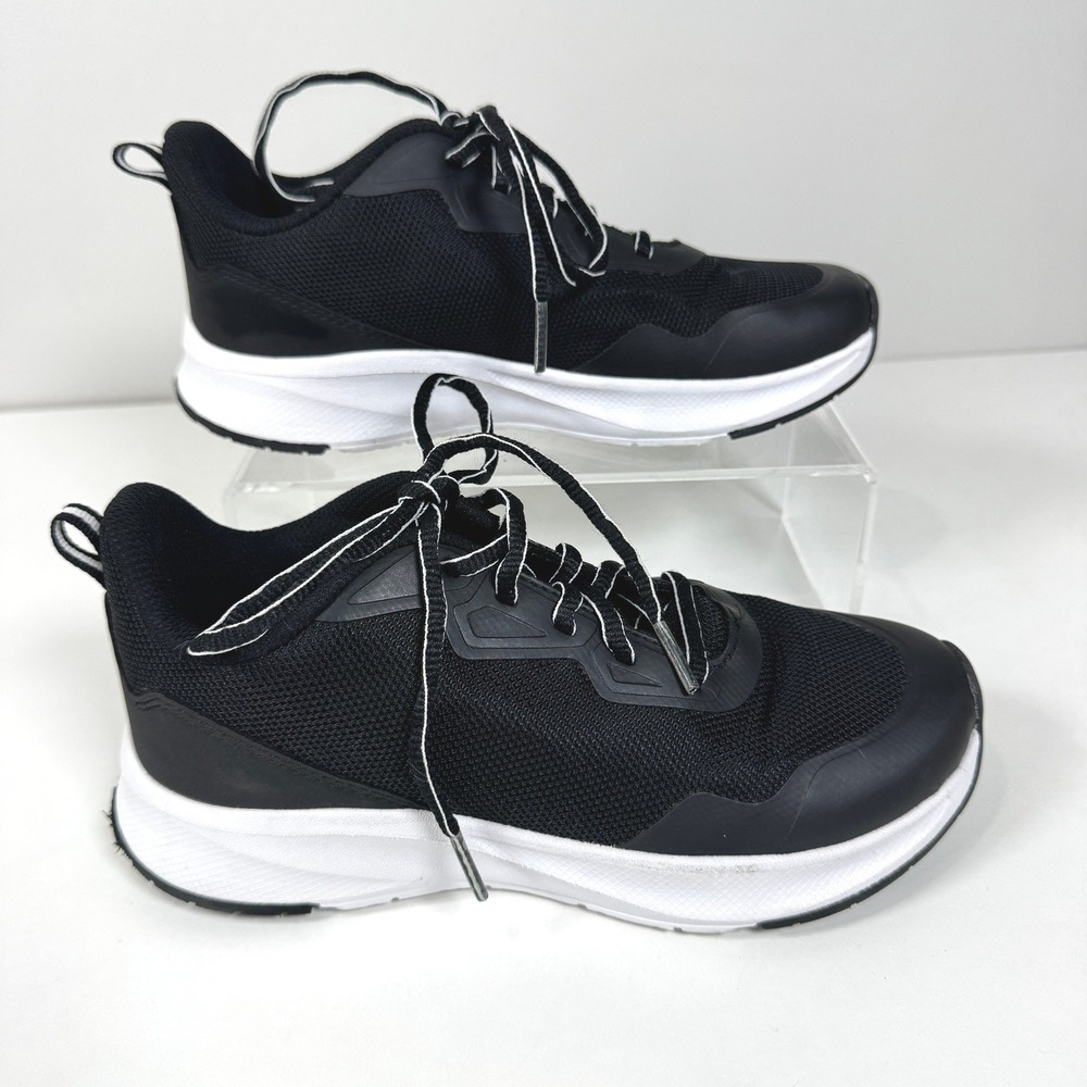 Athletic Works Boys Size 3 Black White Mesh Memory Foam Athletic Sneakers Shoes